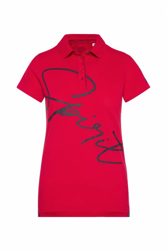 Soccx Poloshirt aus Pikee mit Label Print clear red XS Sonderangebot