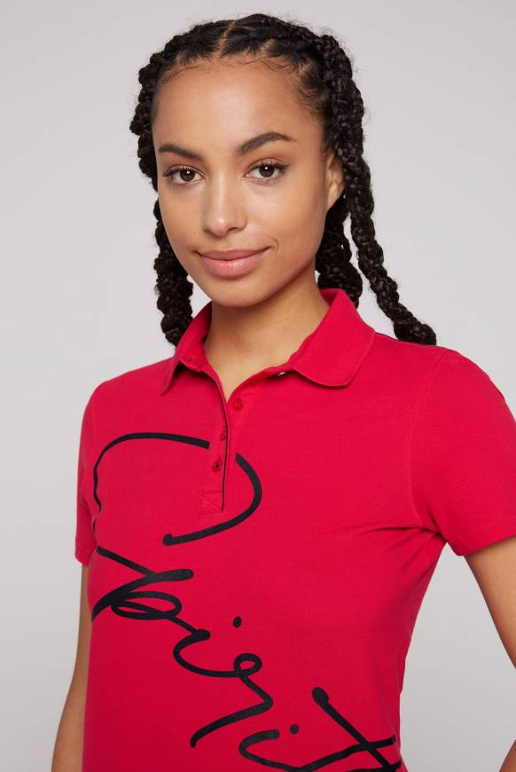 Soccx Poloshirt aus Pikee mit Label Print clear red XS Sonderangebot
