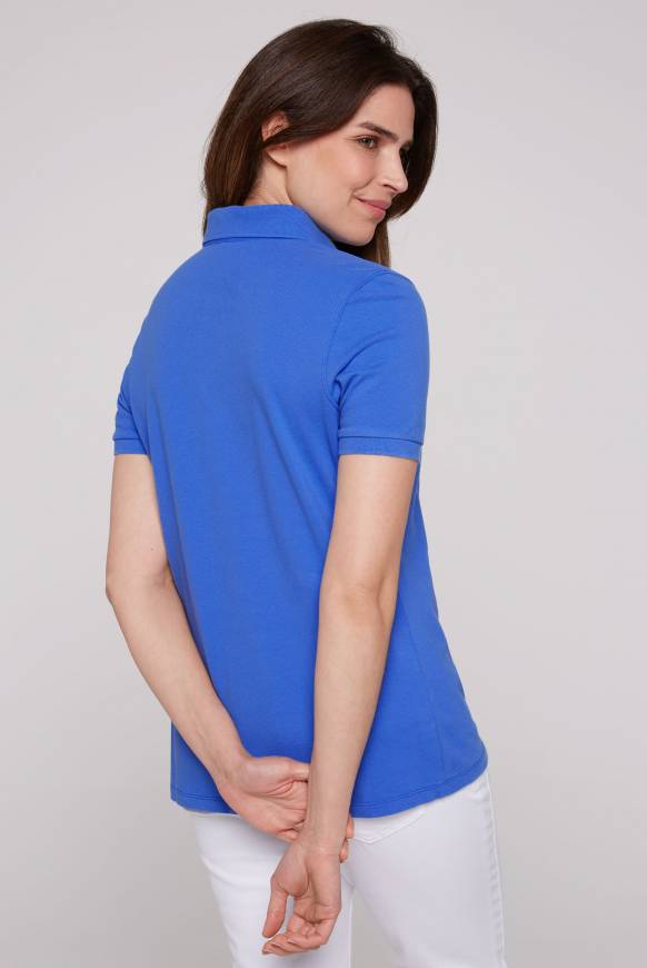 Soccx Poloshirt aus Pikee mit Glitter Print deep sky Günstig kaufen