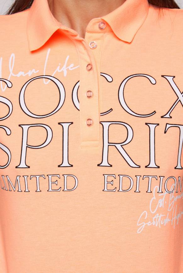 Soccx Kurzarmpolo aus Pikee mit Logo Print speed orange L Online Shopping
