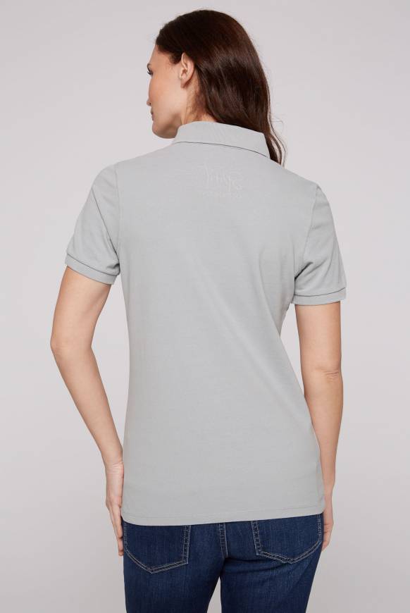 Soccx Poloshirt aus Pikee mit Glitter Print cozy blue Saisonschlussverkauf