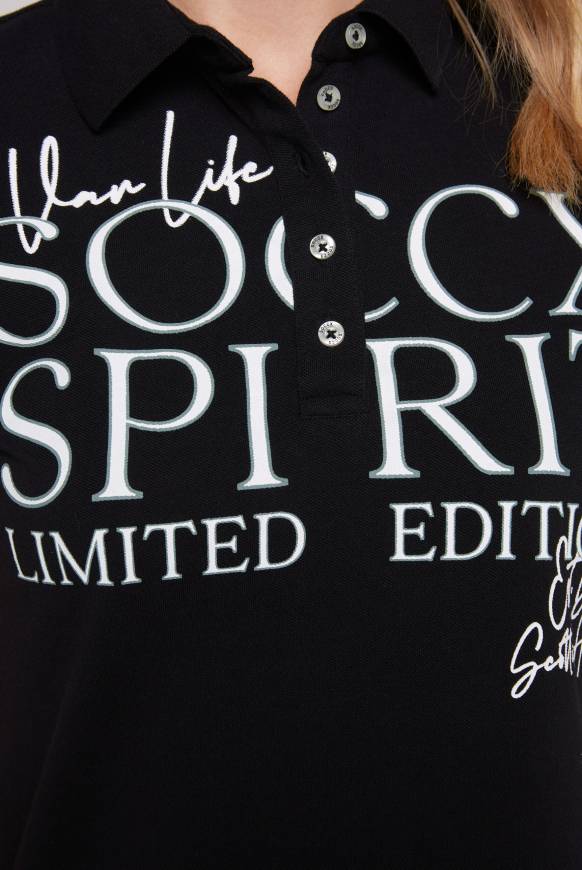 Soccx Kurzarmpolo aus Pikee mit Logo Print black Cyber Monday