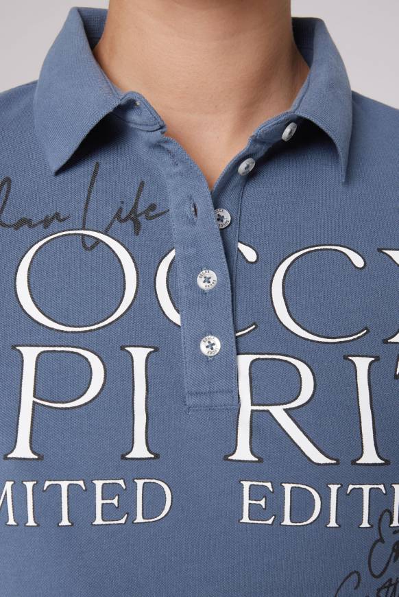 Soccx Kurzarmpolo aus Pikee mit Logo Print blue haze Weihnachtsangebot