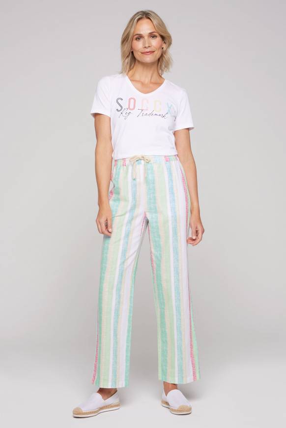 Soccx Bunt gestreifte Leinenhose multi color Valentinstagsangebot