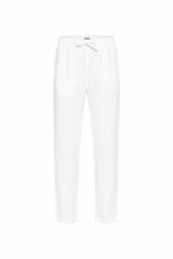 Soccx Klassische Leinenhose mit Elastikbund opticwhite Online Outlet