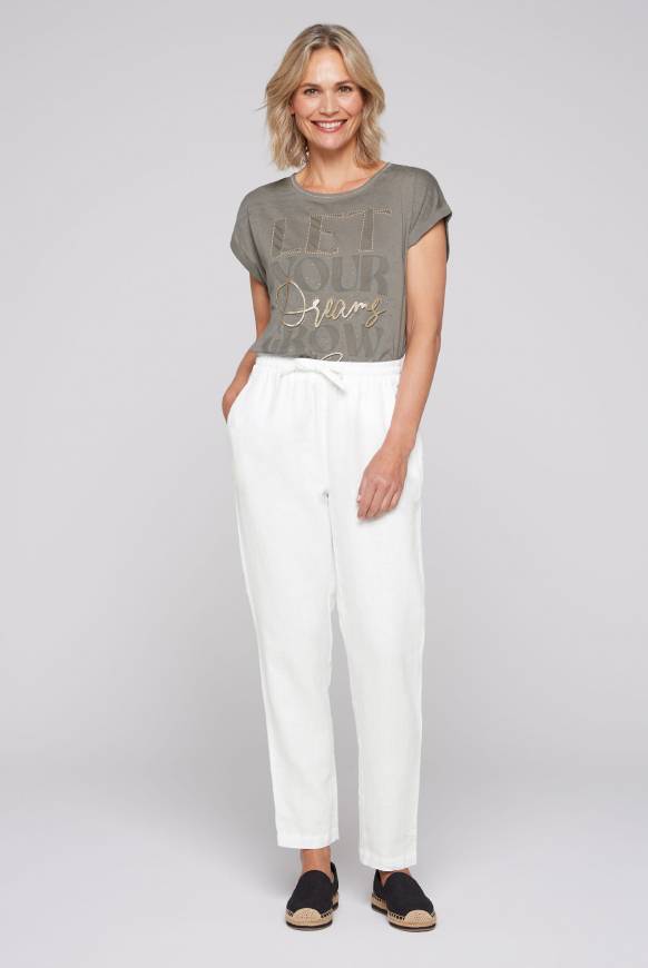 Soccx Klassische Leinenhose mit Elastikbund opticwhite Online Outlet