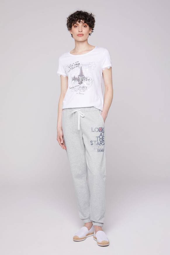Soccx Sweathose mit Glitter Print grey melange XXL Blitzangebot