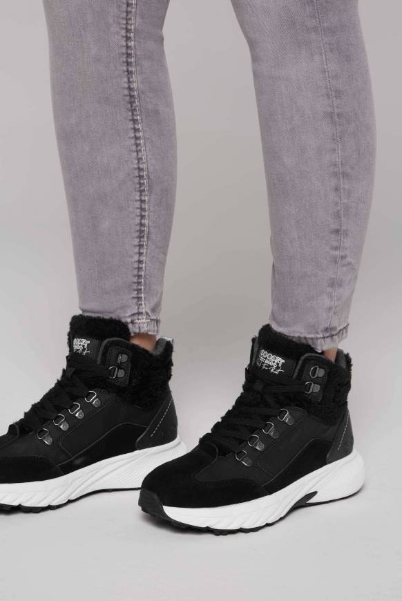 Soccx High Top Sneaker mit Kunstfell-Details black Bis zu 55% Rabatt