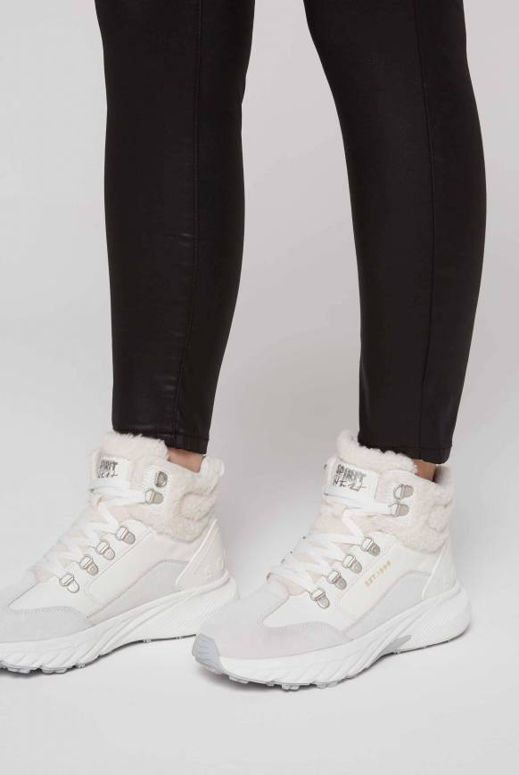 Soccx High Top Sneaker mit Kunstfell-Details ivory Discount Store für neue Produkte