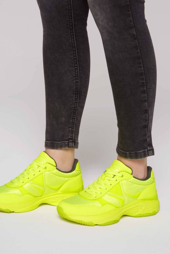 Soccx Fashion Sneaker im tonigen Materialmix neon lime 50% Rabatt mit kostenlosem Versand