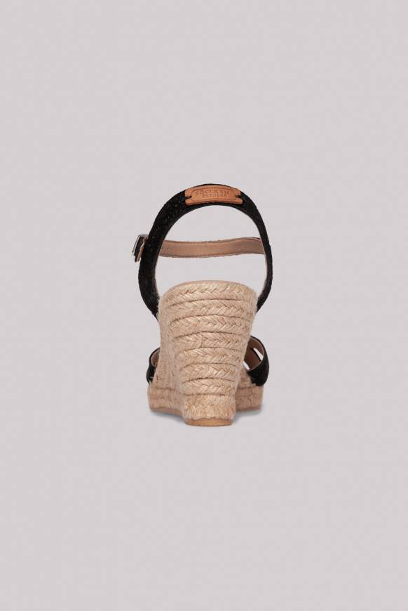 Soccx Veloursleder-Espadrille mit Keilabsatz black Fabrikladen