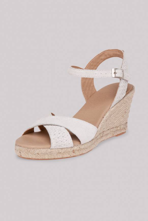 Soccx Veloursleder-Espadrille mit Keilabsatz ivory Begrenzt auf 3 Tage