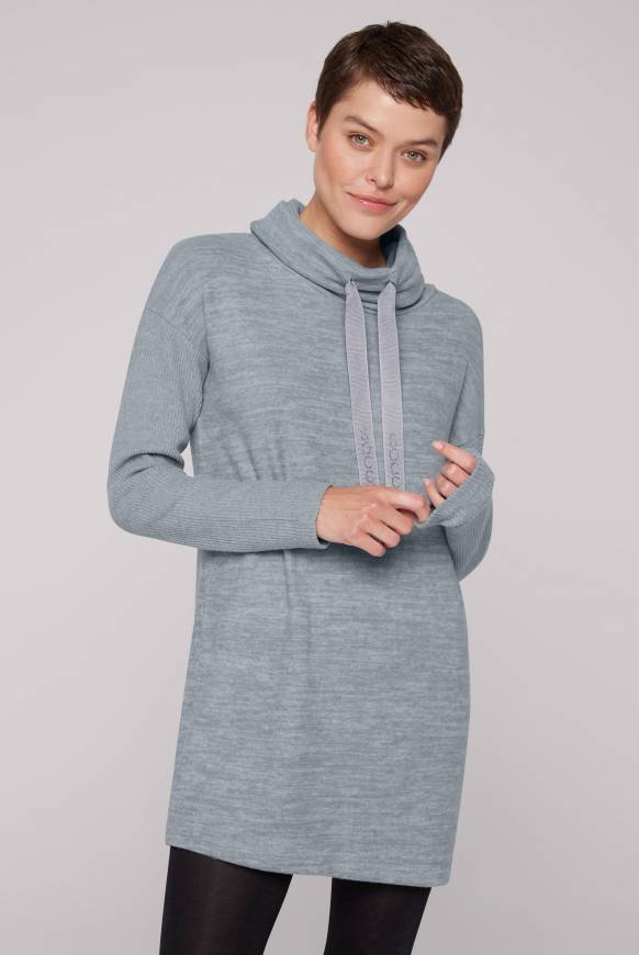Soccx Meliertes Strickkleid mit Rollkragen cold grey melange zollfrei