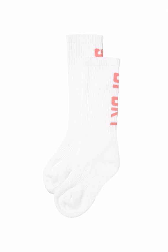 Soccx Lange Sportsocken mit Logo, 2 Paar opticwhite / peachy rose Auslauf