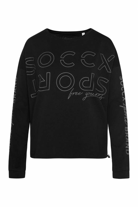 Soccx Longsleeve mit Logo Prints und verstellbaren Elastiksaum black im Angebot