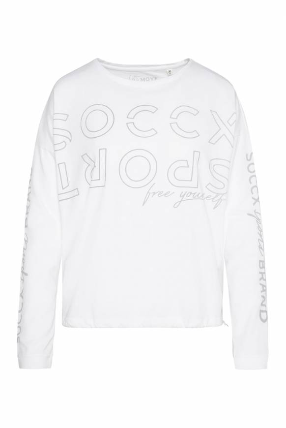 Soccx Longsleeve mit Logo Prints und verstellbaren Elastiksaum opticwhite Schlussverkauf