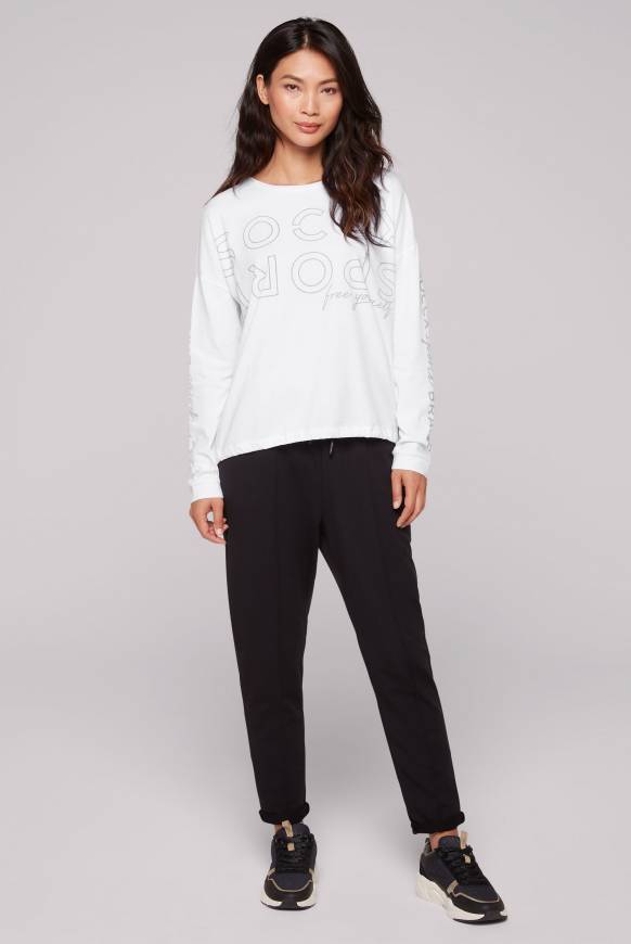Soccx Longsleeve mit Logo Prints und verstellbaren Elastiksaum opticwhite Schlussverkauf
