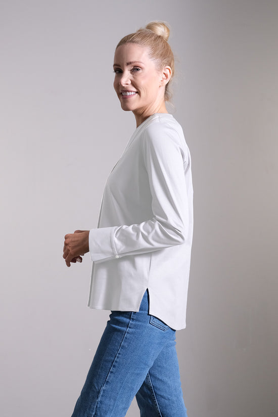 Soluzione Jerseybluse mit V-Ausschnitt & Manschetten Letzte 2 Tage