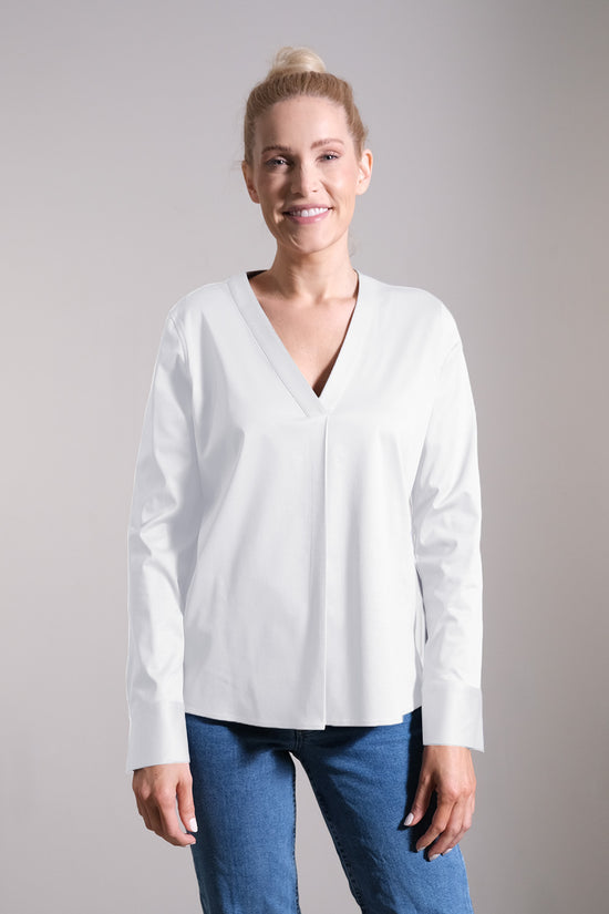 Soluzione Jerseybluse mit V-Ausschnitt & Manschetten Schlussverkauf