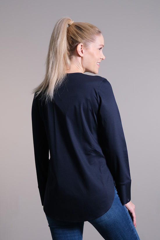 Soluzione Jerseyshirt mit überkreuztem V-Ausschnitt und Langarm Riesige Rabatte