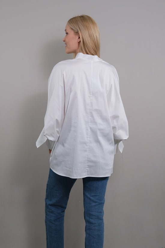Soluzione Bluse mit 7/8 Ballonärmel Bianca Begrenzt auf 3 Tage