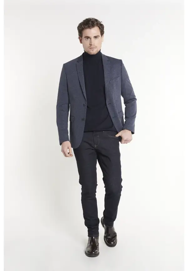 Steffen Klein Sakko 2-farbig Slim Fit in Marine Wochenangebot