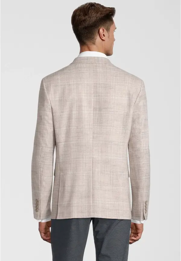 Steffen Klein Kariertes Sakko Slim Fit in beige Bis zu 50% Rabatt