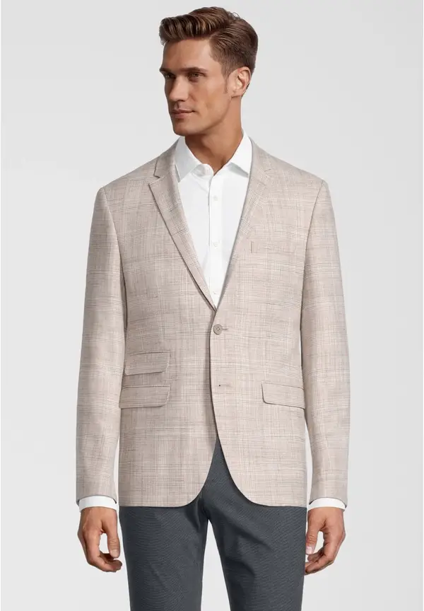 Steffen Klein Kariertes Sakko Slim Fit in beige Bis zu 50% Rabatt