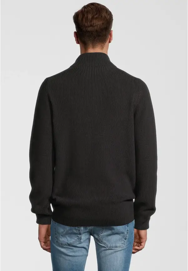 Steffen Klein Pullover Troyer Stehkragen Reißverschluss in Schwarz Black Friday Preise