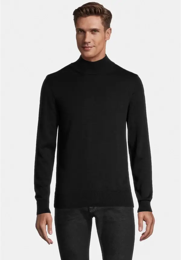 Steffen Klein Pullover Stehbund Baumwoll Mix in schwarz Im Verkauf