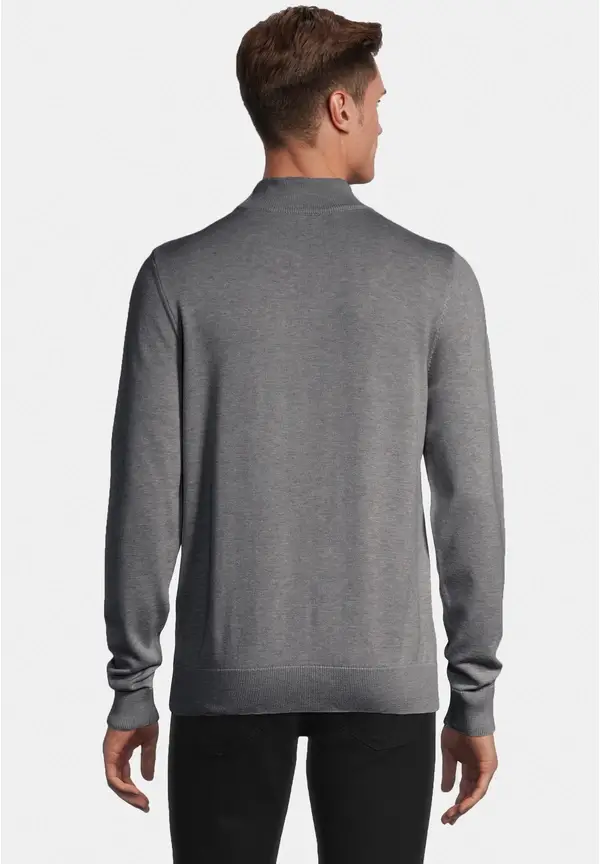 Steffen Klein Pullover Stehbund Baumwoll Mix in grau melange zollfrei