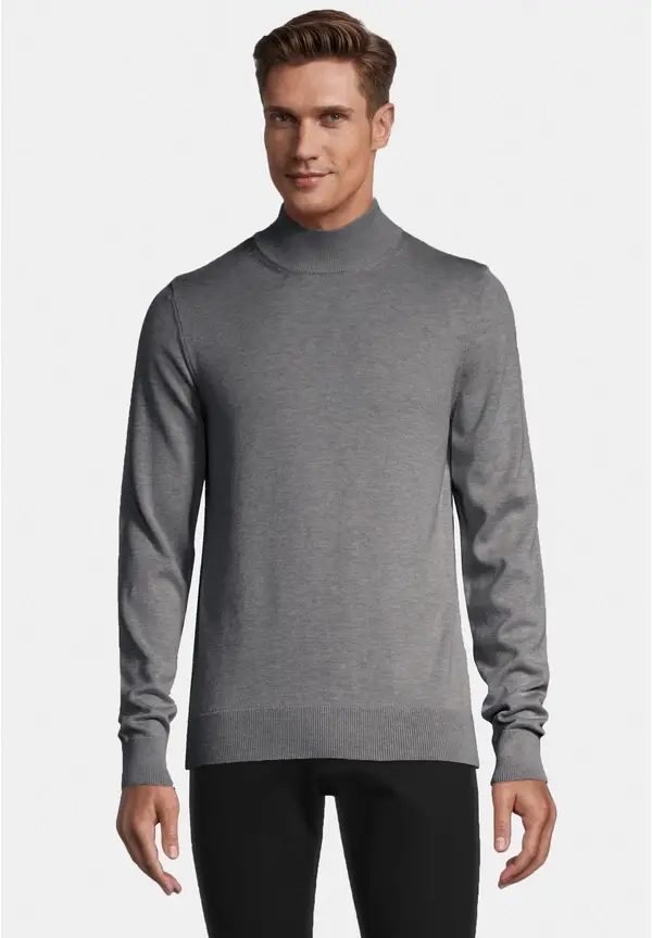 Steffen Klein Pullover Stehbund Baumwoll Mix in grau melange zollfrei