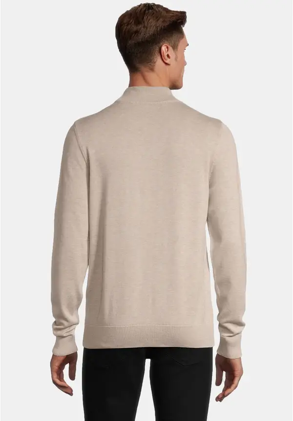 Steffen Klein Pullover Stehbund Baumwoll Mix in beige melange 50% Rabatt für begrenzte Zeit