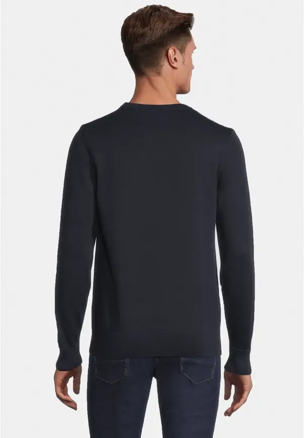 Steffen Klein Pullover Rundhals Baumwoll Mix in Marine 2025