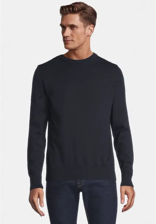 Steffen Klein Pullover Rundhals Baumwoll Mix in Marine 2025