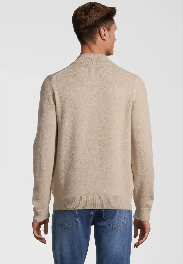 Steffen Klein Pullover Troyer Soft Touch in beige Auslauf