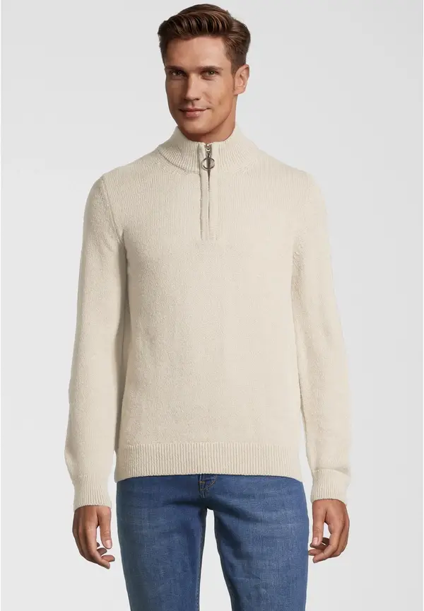 Steffen Klein Pullover Troyer Soft Touch in creme Verkauf
