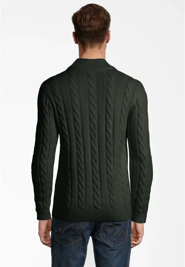 Steffen Klein Pullover Zopfmuster Soft Touch in khaki Schlussverkauf