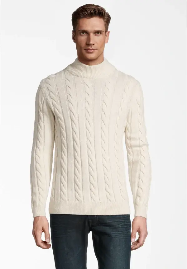 Steffen Klein Pullover Zopfmuster Soft Touch in creme Günstiger Verkauf