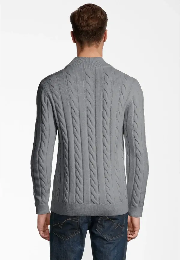 Steffen Klein Pullover Zopfmuster Soft Touch in grau Fabrikverkauf