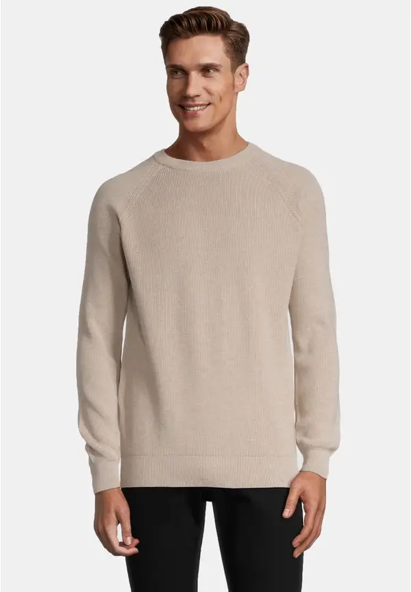 Steffen Klein Pullover Raglan Baumwoll Mix in beige melange Meist gekauft