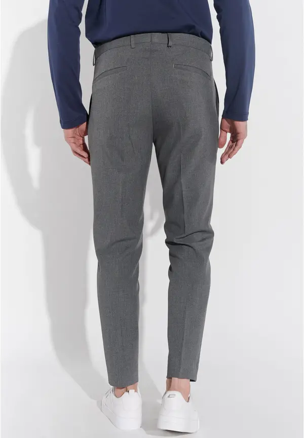 Steffen Klein Anzughose Schmal Slim Fit Knöchellang in Grau melange Osterangebot