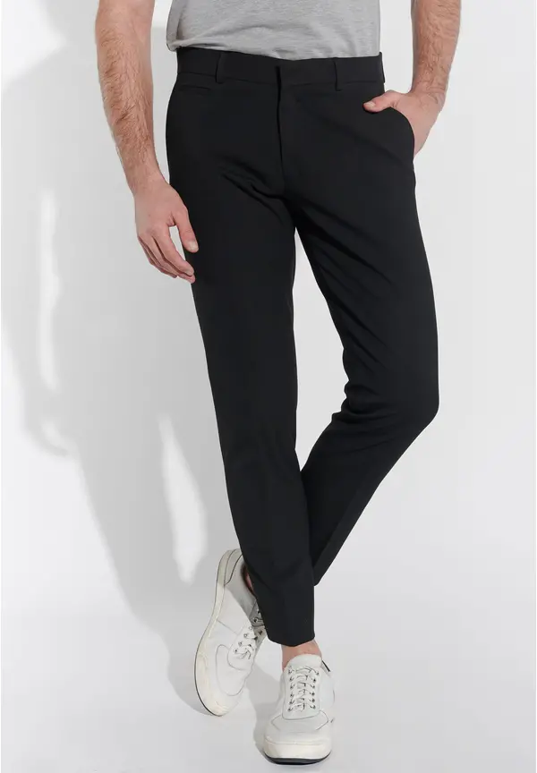 Steffen Klein Anzughose Schmal Slim Fit Knöchellang in Schwarz Vatertagsangebot