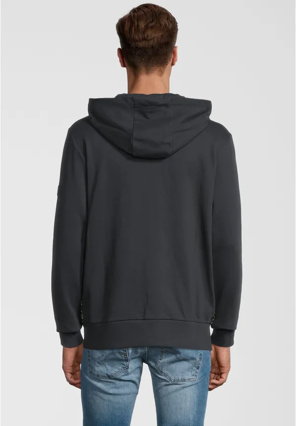 Steffen Klein Sweatjacke mit Zipper und Logo-Band in Schwarz Jubiläumsangebot
