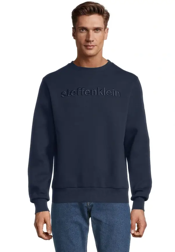Steffen Klein Sweatshirt Logo-Stickerei in Marine Lagerräumung