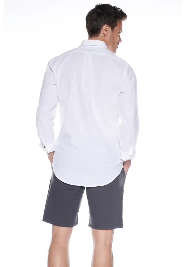 Steffen Klein Leinen-Hemd Slim Fit in Weiss Online Outlet