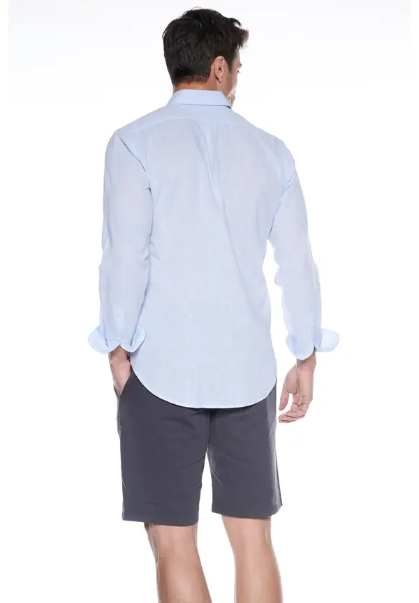 Steffen Klein Leinen-Hemd Slim Fit in Blau Zeitlich begrenztes Angebot