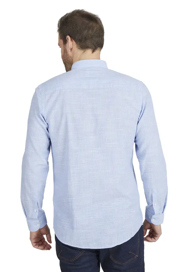 Steffen Klein Hemd in Leinen-Optik in Hellblau Wochenangebot