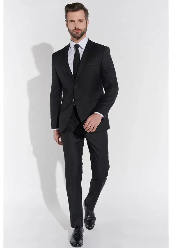Steffen Klein Designer Anzug Slim Fit in Schwarz Letzte 3 Tage