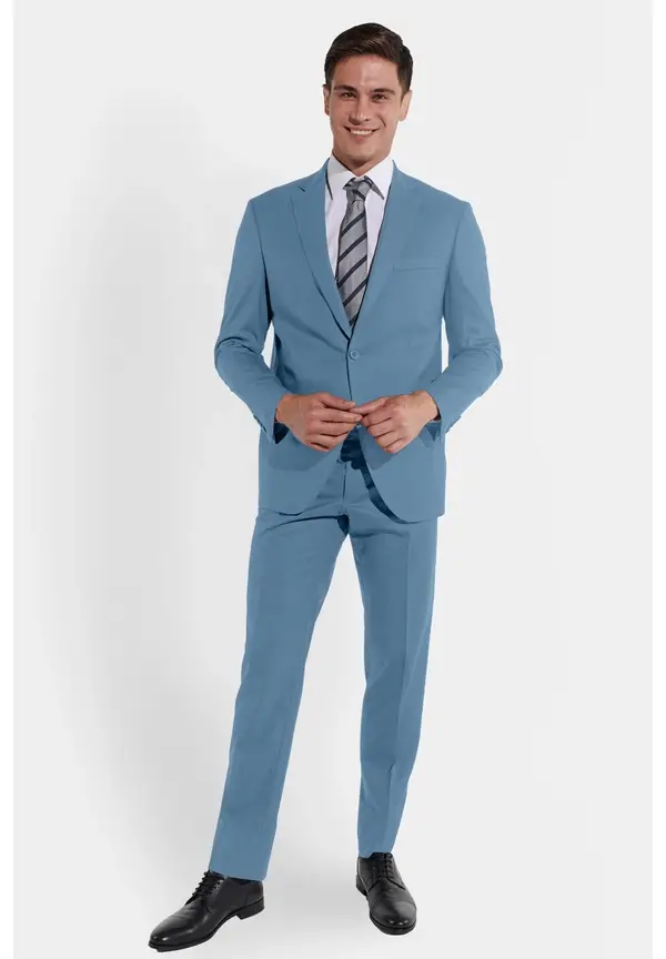 Steffen Klein Anzug Regular Fit elastisch in Light blue Super Rabatt